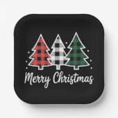 Kerstboom geplakt kerstboom vrolijk kerstfeest papieren bordje (Voorkant)