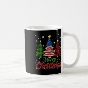 Kerstboom geruite Amerikaanse vlag Sneeuwvlok Kers Koffiemok