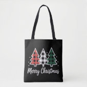 Kerstboom geruite Kerstboom Prettig Kerstmis Tote Bag (Voorkant)