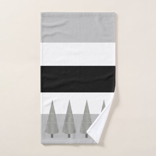 Kerstboom geruite patroon op witte strepen grijs bad handdoek (Handdoek)