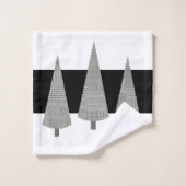 Kerstboom geruite patroon op witte strepen grijs bad handdoek (Wasdoekje)