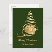 Kerstboom Geschenk met Gouden Lint Feestdagenkaart (Voorkant / Achterkant)