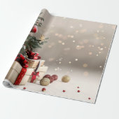 Kerstboom Geschenken Bokeh Cadeaupapier (Uitgerold)