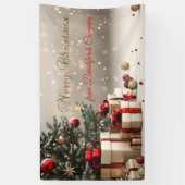 Kerstboom Geschenken Bokeh Prettig Kerstfeest Spandoek (Verticaal)