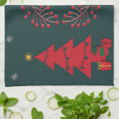 Kerstboom, geschenken en geschreeuw theedoek (Gevouwen)