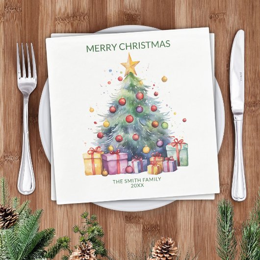 Kerstboom Geschenken Groen Feest Servet
