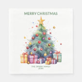 Kerstboom Geschenken Groen Feest Servet (Voorkant)