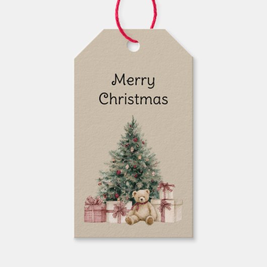Kerstboom Geschenken Teddibeer Cadeaulabel (Voorkant)