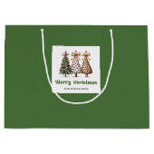 Kerstboom Geschenktas Merry Leopard met eigen naam Groot Cadeauzakje (Voorkant)