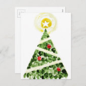 Kerstboom geschilderd met vingers feestdagenkaart (Voorkant / Achterkant)