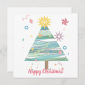 Kerstboom gestileerd, uitnodigingskaart kaart (Voorkant / Achterkant)