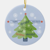 Kerstboom gestresste geobsedeerde foto keramisch ornament (Voorkant)