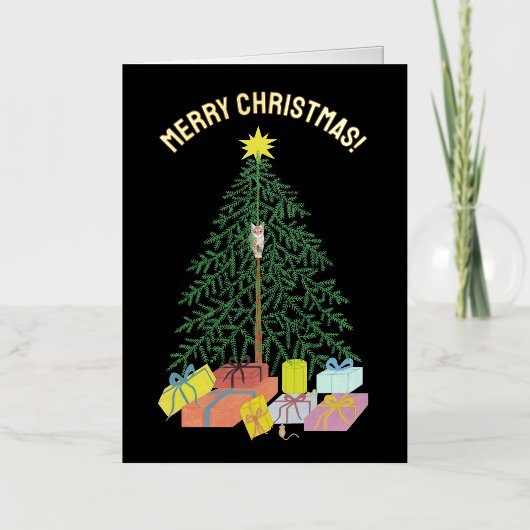 Kerstboom gevouwen folie feestdagenkaart (Voorkant)