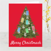 Kerstboom Gezichtsmasker 2020 Prettig Kerstfeest Kaart (Gele Bloem)