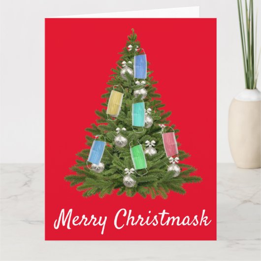 Kerstboom Gezichtsmasker 2020 Prettig Kerstfeest Kaart (Voorkant)