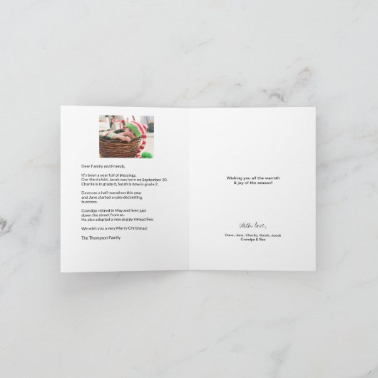 Kerstboom Gezinsfoto Collage en letter Feestdagen Kaart (Binnen)