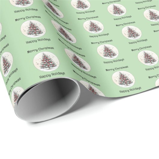 Kerstboom Gift Wrap, Vrolijk Kerstfeest, Wijze, Cadeaupapier (Rol Hoek)