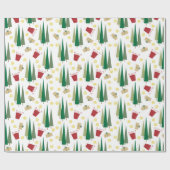 Kerstboom & Gifts Retro Patroon Cadeaupapier (Vlak)