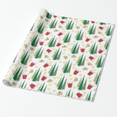 Kerstboom & Gifts Retro Patroon Cadeaupapier (Uitgerold)