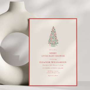 Kerstboom Gingham Baby Shower Kaart
