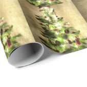Kerstboom glanzend inpakpapier vintage (Rol Hoek)