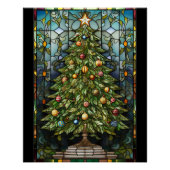 Kerstboom Glas in lood Perfect Poster (Voorkant)