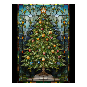 Kerstboom Glas in lood Perfect Poster