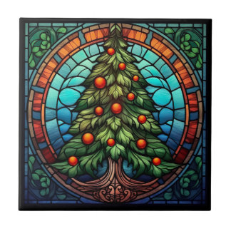 Kerstboom Glas in lood Tegeltje