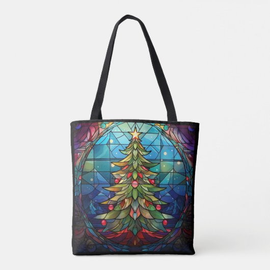 Kerstboom Glas in lood Tote Bag (Achterkant)