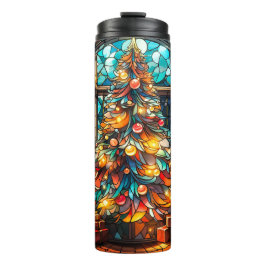 Kerstboom Glas in lood Tumbler cadeau Thermosbeker