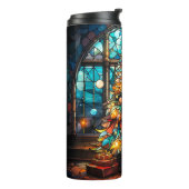 Kerstboom Glas in lood Tumbler cadeau Thermosbeker (Gedraaid links)