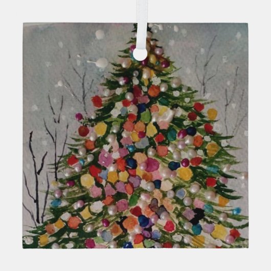 Kerstboom- Glas Ornament (Achterkant)