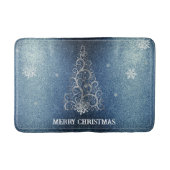 Kerstboom Glitter en Sneeuwvlokken | Blauw Badmat (Voorkant)