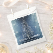 Kerstboom Glitter en Sneeuwvlokken | Blauw Bedankzakje (Geknipt)