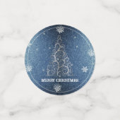 Kerstboom Glitter en Sneeuwvlokken | Blauw Confetti (Kleine voorkant)