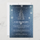 Kerstboom Glitter en Sneeuwvlokken | Blauw feest Kaart (Achterkant)