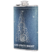 Kerstboom Glitter en Sneeuwvlokken | Blauw Heupfles (Links)