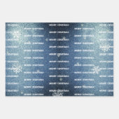 Kerstboom Glitter en Sneeuwvlokken | Blauw Inpakpapier Vel (Voorkant 3)