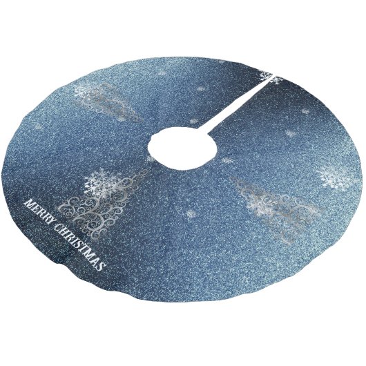 Kerstboom Glitter en Sneeuwvlokken | Blauw Kerstboom Rok (Gekanteld)