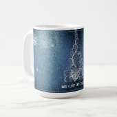 Kerstboom Glitter en Sneeuwvlokken | Blauw Koffiemok (Voorkant links)
