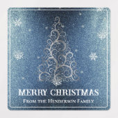 Kerstboom Glitter en Sneeuwvlokken | Blauw Labels (Design 2)