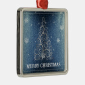 Kerstboom Glitter en Sneeuwvlokken | Blauw Metalen Ornament (Rechts)