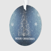 Kerstboom Glitter en Sneeuwvlokken | Blauw Ornament (voorkant)