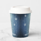 Kerstboom Glitter en Sneeuwvlokken | Blauw Papieren Bekers (Links)