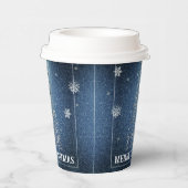 Kerstboom Glitter en Sneeuwvlokken | Blauw Papieren Bekers (Rechts)