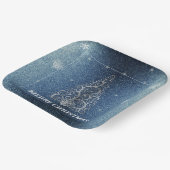 Kerstboom Glitter en Sneeuwvlokken | Blauw Papieren Bordje (Gebogen)