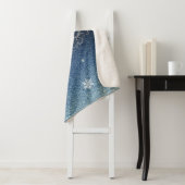 Kerstboom Glitter en Sneeuwvlokken | Blauw Sherpa Deken (In situ)