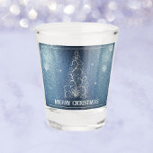 Kerstboom Glitter en Sneeuwvlokken | Blauw Shot Glas