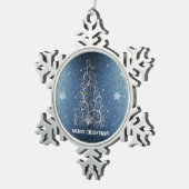 Kerstboom Glitter en Sneeuwvlokken | Blauw Tin Sneeuwvlok Ornament (Rechts)