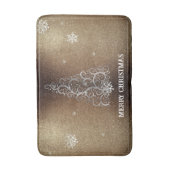 Kerstboom Glitter en Sneeuwvlokken | Goud Badmat (Voorkant Verticaal)